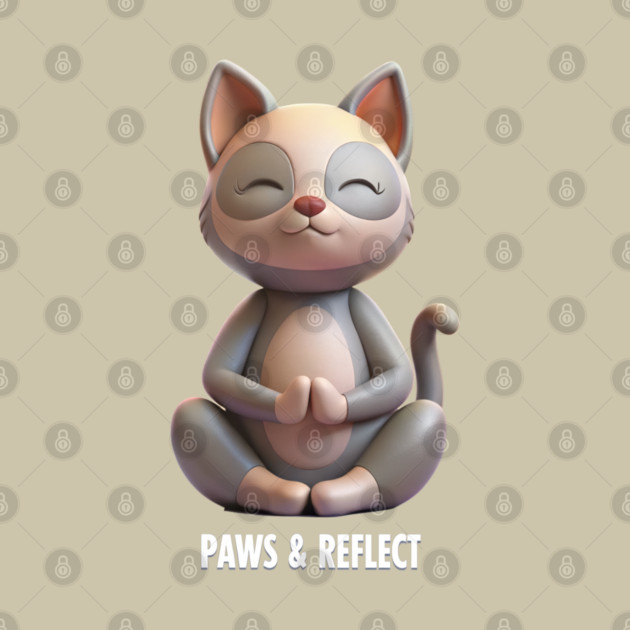 Paws & Reflect - Funny Yoga Cat T-Shirt by C.Code