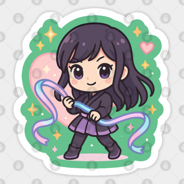 Cute Magical Girl with Heart and Ribbon Power Sticker by Anne Lee