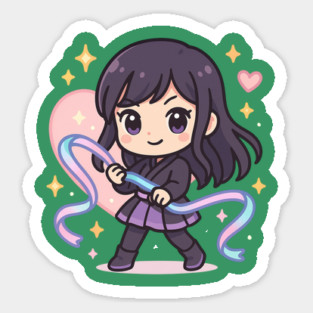 Cute Magical Girl with Heart and Ribbon Power Magnet