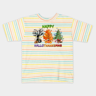 Happy HalloThanksMas holidays design Kids T-Shirt