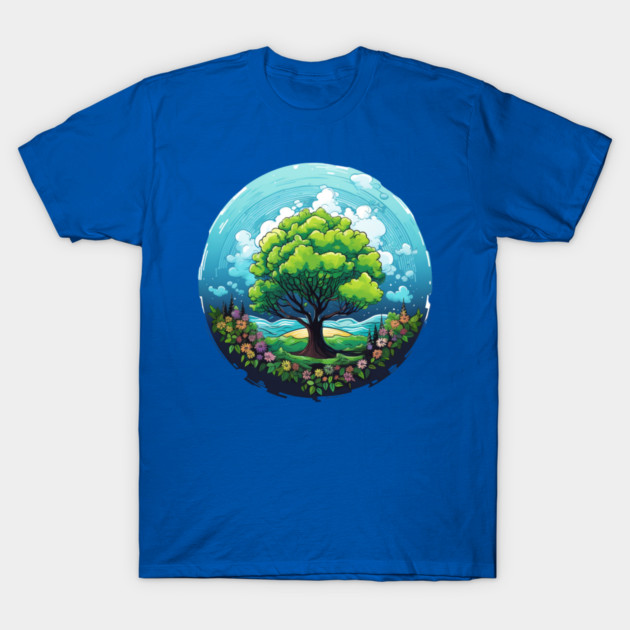 Tree of Life – Nature Globe Eco Art Design T-Shirt by Kathy Hawke