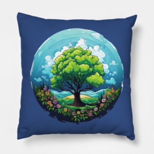 Tree of Life – Nature Globe Eco Art Design Pillow