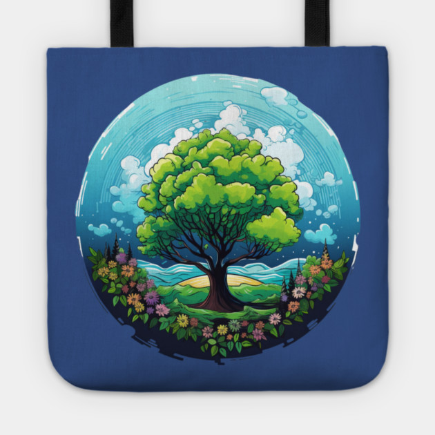 Tree of Life – Nature Globe Eco Art Design Tote by Kathy Hawke