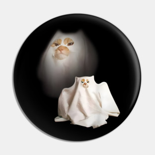 Ghost Cat Meme Funny Halloween Men Women Kids Pin
