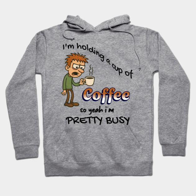 Funny Coffee – Tired Morning Cartoon Graphic Hoodie by Kathy Hawke