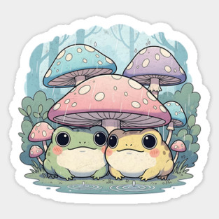 Whimsical Frogs & Mushrooms Design Magnet