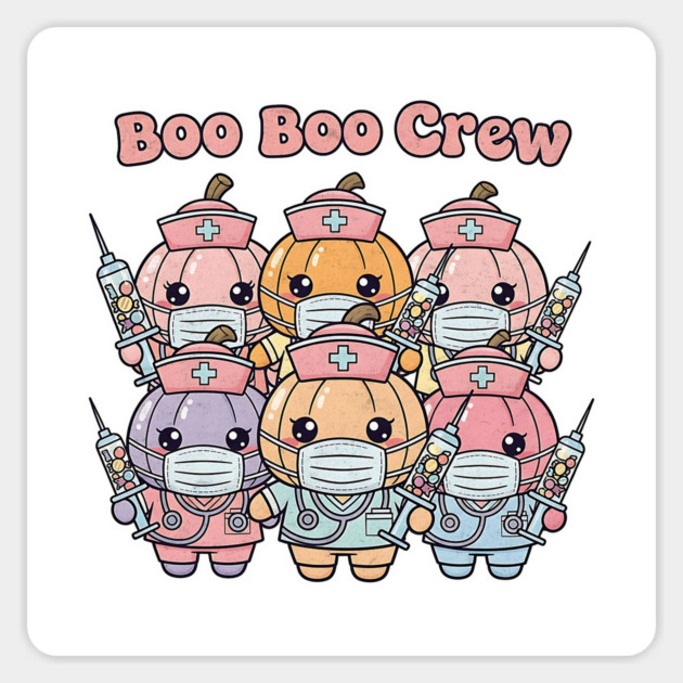 Boo Boo Crew Cute Pumpkin Nurses Magnet by Designed By Marty