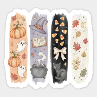 Whimsical Watercolor Halloween Panel Sticker