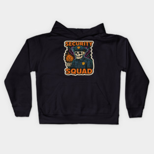 Security Skeleton – Spooky Haunted Guard Squad Kids Hoodie