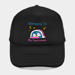 Sleeping Is My Superpower – Cute Penguin Humor Gift Graphic Hat