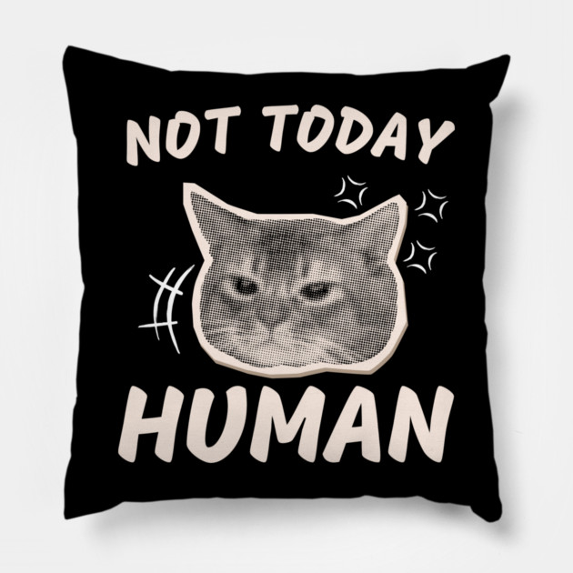 Not Today Human – Funny Grumpy Cat Sarcastic Quote Graphic Pillow by MakerMind8.2