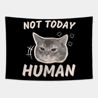 Not Today Human – Funny Grumpy Cat Sarcastic Quote Graphic Tapestry