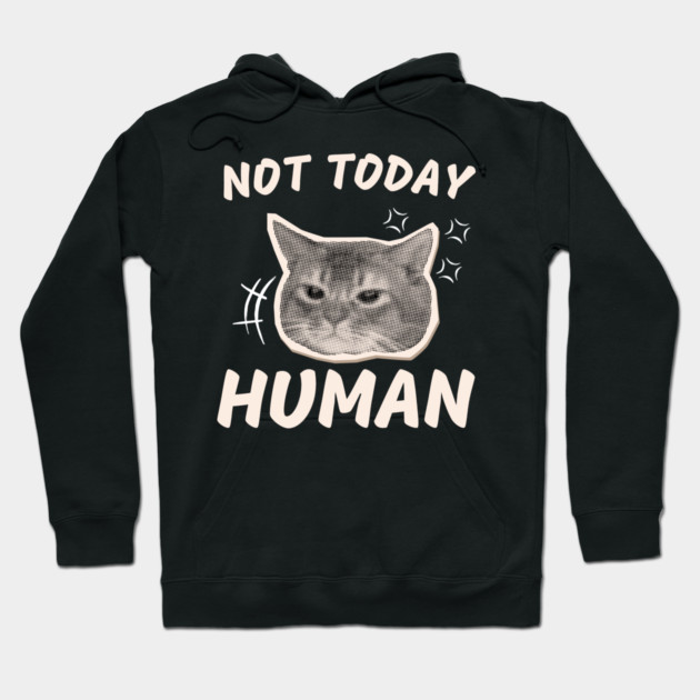 Not Today Human – Funny Grumpy Cat Sarcastic Quote Graphic Hoodie by MakerMind8.2