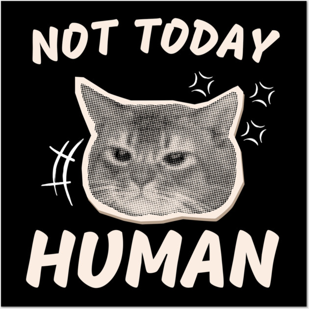 Not Today Human – Funny Grumpy Cat Sarcastic Quote Graphic Wall Art by MakerMind8.2