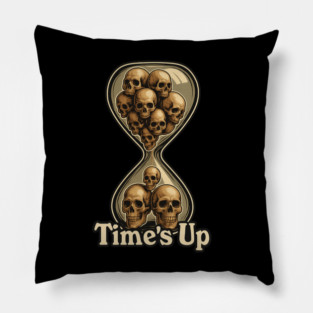Time's Up Skull Hourglass Pillow
