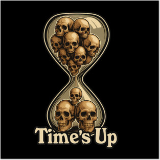 Time's Up Skull Hourglass Posters and Art