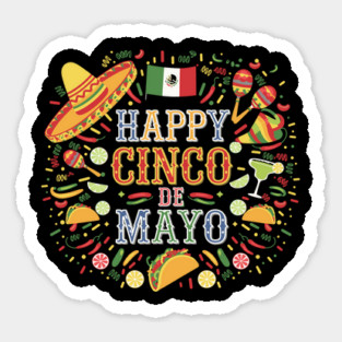 Happy Cinco de Mayo Party Design – Mexican Flag & Festive Sticker