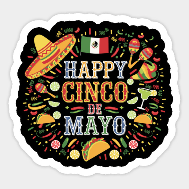 Happy Cinco de Mayo Party Design – Mexican Flag & Festive Sticker by ism's Store