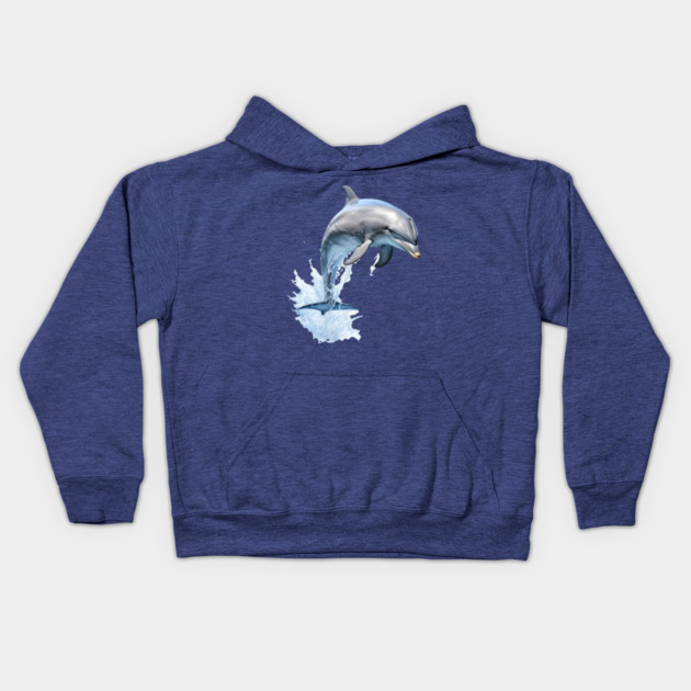 Watercolor Dolphin Splash – Ocean Lover Gift Kids Hoodie by Kathy Hawke