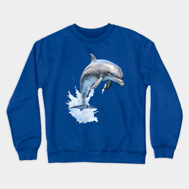 Watercolor Dolphin Splash – Ocean Lover Gift Crewneck Sweatshirt by Kathy Hawke