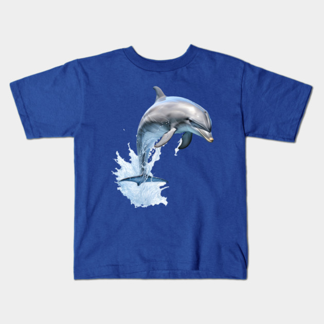 Watercolor Dolphin Splash – Ocean Lover Gift Kids T-Shirt by Kathy Hawke