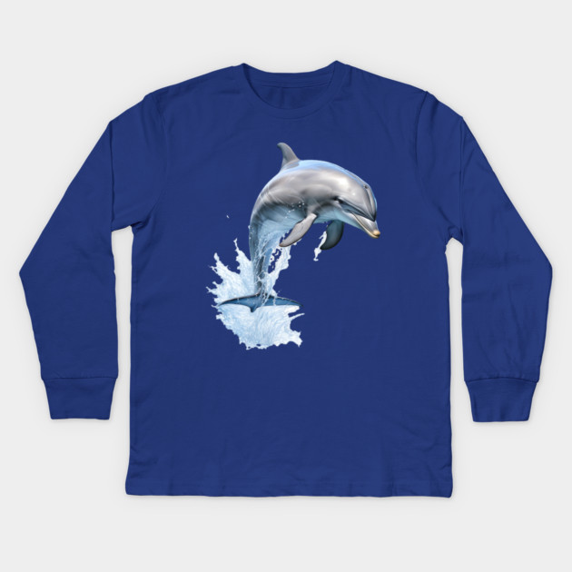 Watercolor Dolphin Splash – Ocean Lover Gift Kids Long Sleeve T-Shirt by Kathy Hawke