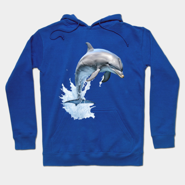 Watercolor Dolphin Splash – Ocean Lover Gift Hoodie by Kathy Hawke