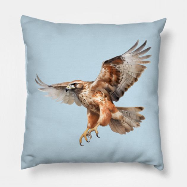 Watercolor Red Tail Hawk – Birdwatcher Nature Pillow by Kathy Hawke