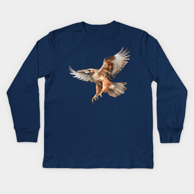 Watercolor Red Tail Hawk – Birdwatcher Nature Kids Long Sleeve T-Shirt by Kathy Hawke