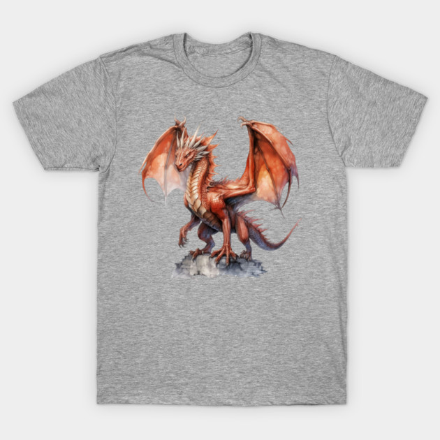 Red Dragon – Fantasy Fire-Breathing Beast Art T-Shirt by Kathy Hawke