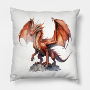 Red Dragon – Fantasy Fire-Breathing Beast Art Pillow