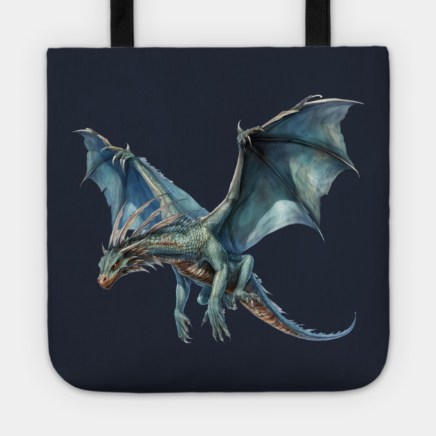 Blue Flying Dragon – Fantasy Creature Art Tote by Kathy Hawke