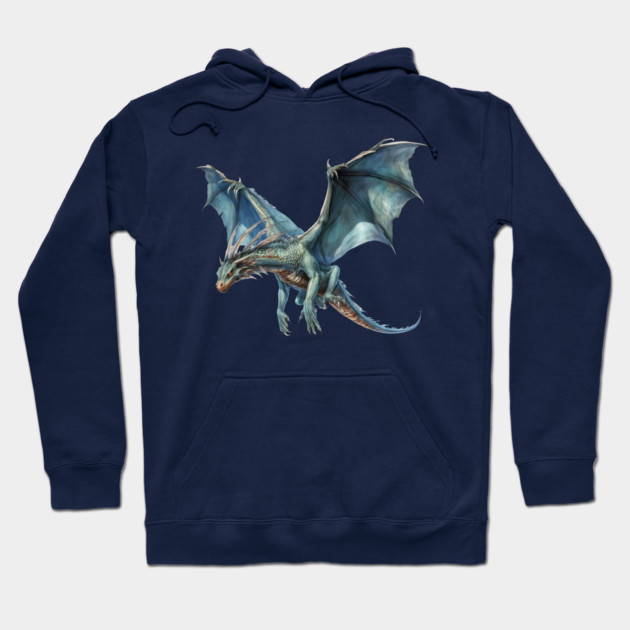 Blue Flying Dragon – Fantasy Creature Art Hoodie by Kathy Hawke