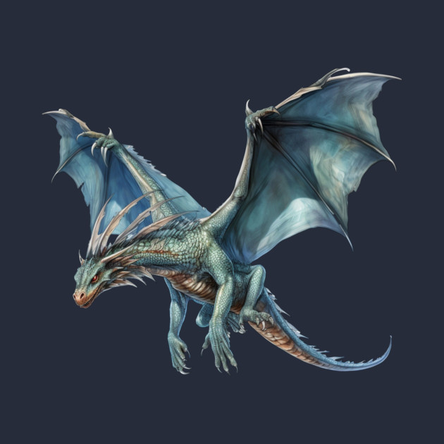 Blue Flying Dragon – Fantasy Creature Art by Kathy Hawke
