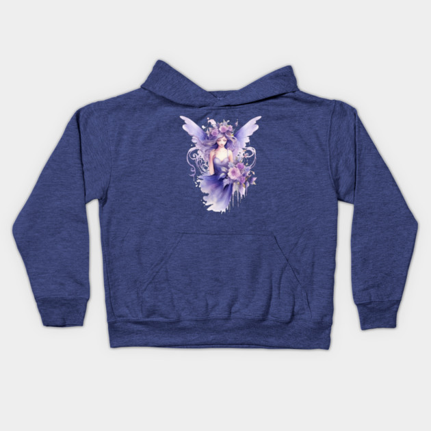Purple Fairy – Magical Fantasy Flower Art Kids Hoodie by Kathy Hawke