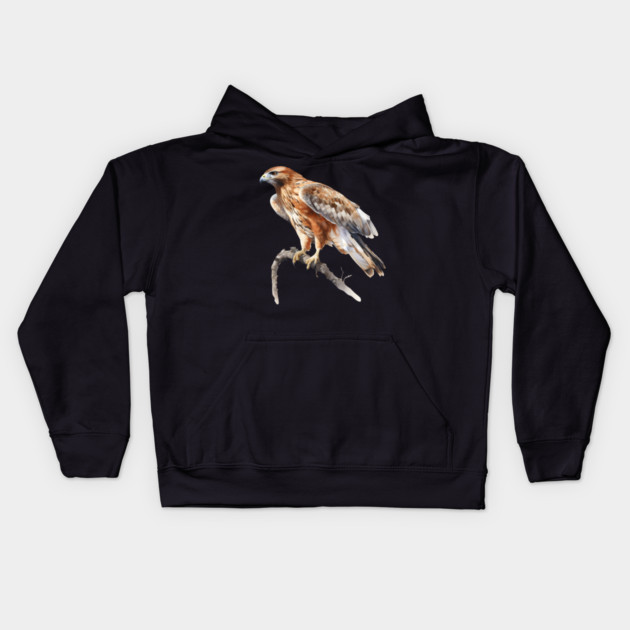 Majestic Hawk – Realistic Bird of Prey Design Kids Hoodie by Kathy Hawke