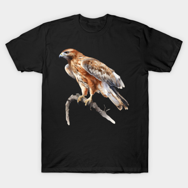 Majestic Hawk – Realistic Bird of Prey Design T-Shirt by Kathy Hawke