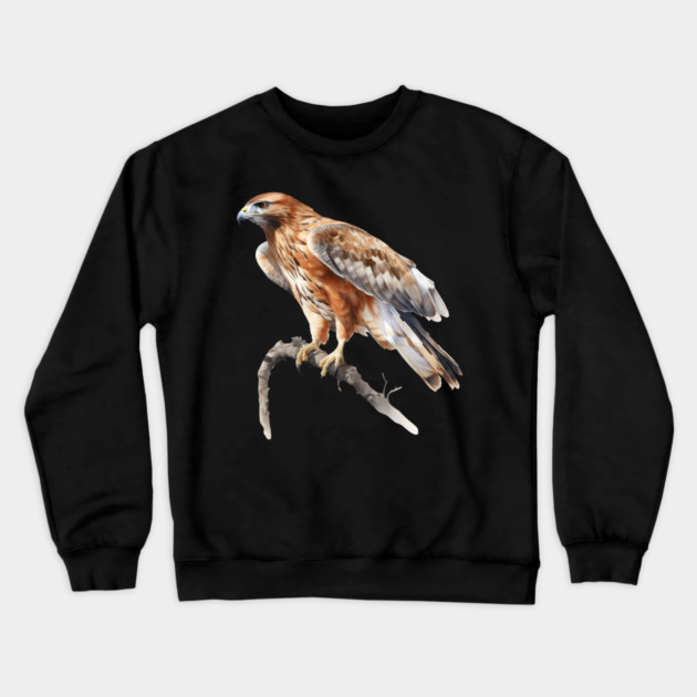 Majestic Hawk – Realistic Bird of Prey Design Crewneck Sweatshirt by Kathy Hawke