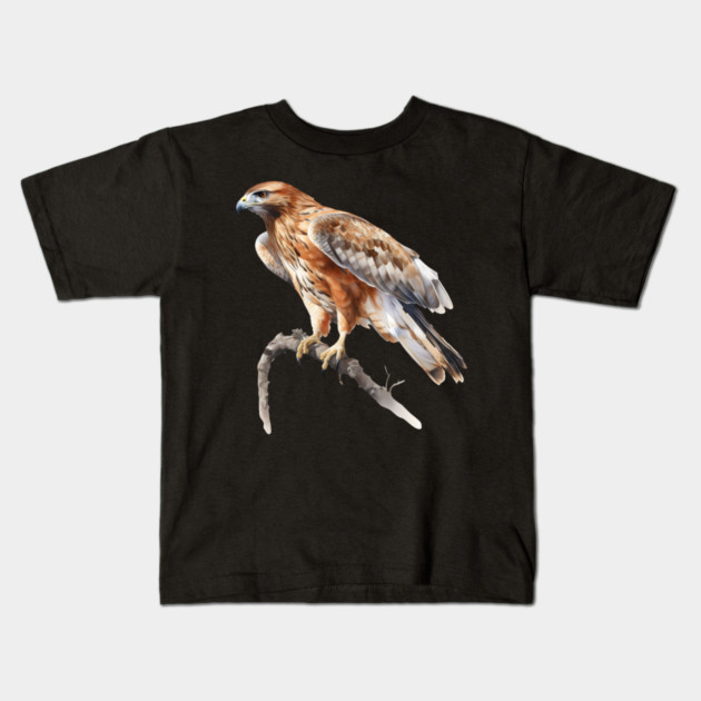 Majestic Hawk – Realistic Bird of Prey Design Kids T-Shirt by Kathy Hawke