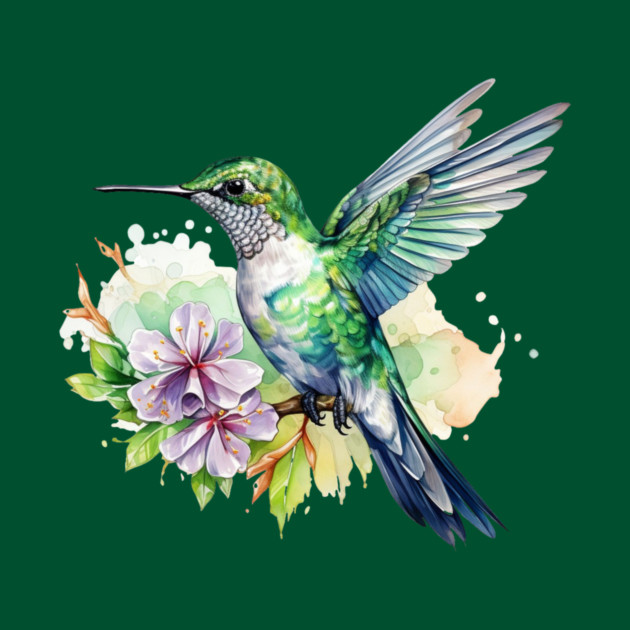 Hummingbird Flower – Colorful Nature Art by Kathy Hawke