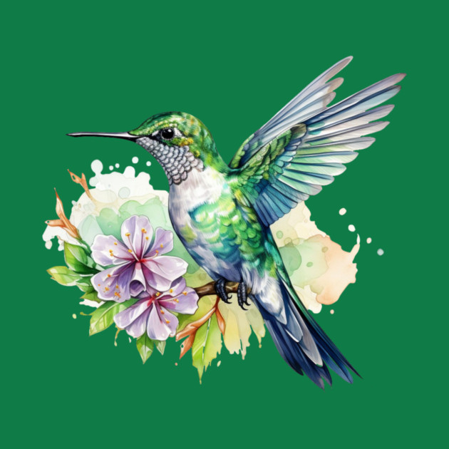 Hummingbird Flower – Colorful Nature Art by Kathy Hawke