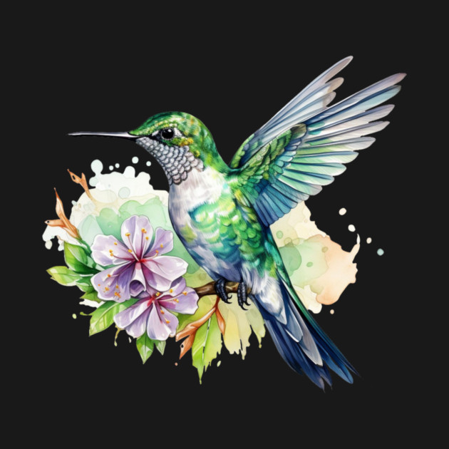 Hummingbird Flower – Colorful Nature Art by Kathy Hawke