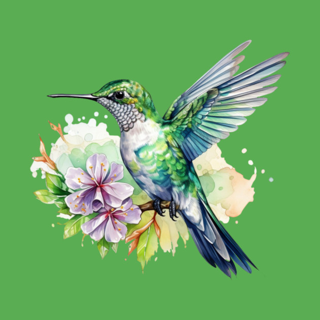 Hummingbird Flower – Colorful Nature Art by Kathy Hawke