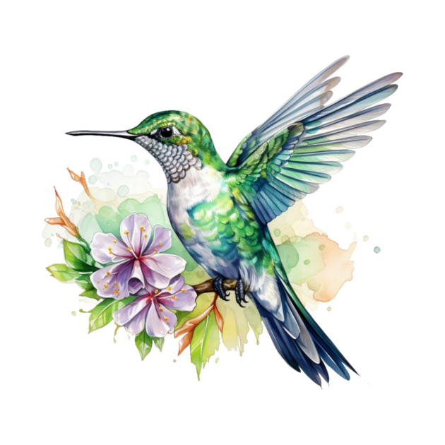 Hummingbird Flower – Colorful Nature Art by Kathy Hawke