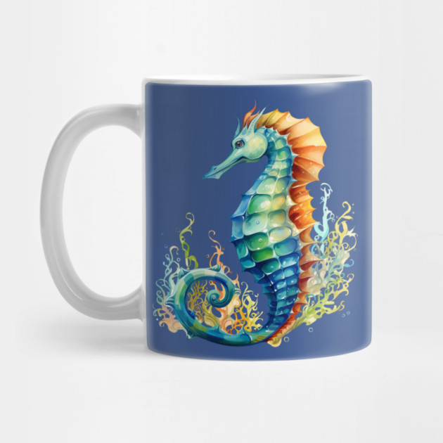 Colorful Seahorse – Ocean Rainbow Marine Art by Kathy Hawke
