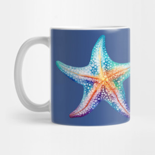 Rainbow Starfish – Colorful Ocean Beach Art Mug