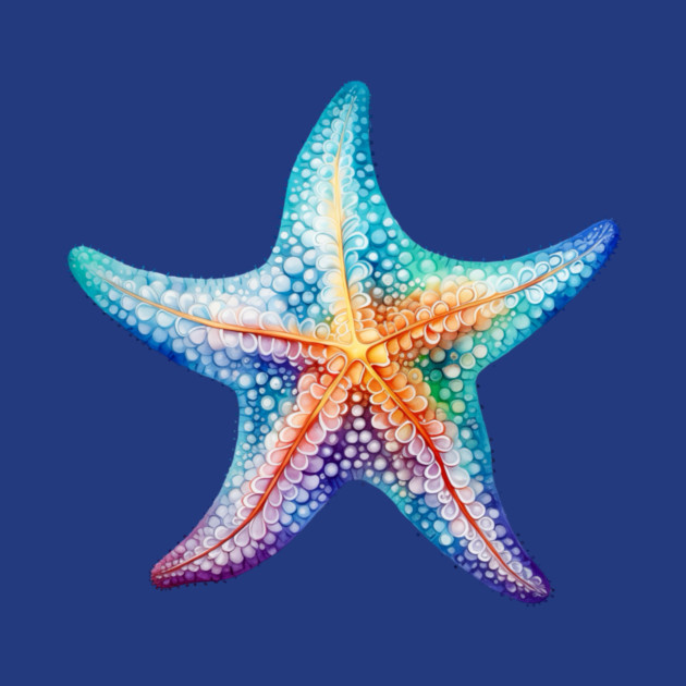 Rainbow Starfish – Colorful Ocean Beach Art by Kathy Hawke