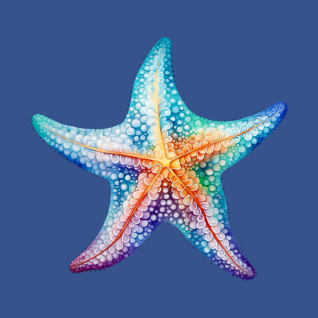 Rainbow Starfish – Colorful Ocean Beach Art by Kathy Hawke