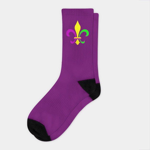 Mardi Gras Fleur-de-Lis – Carnival Parade Symbol, Purple Gold Green Design Socks by DonWillisJrArt