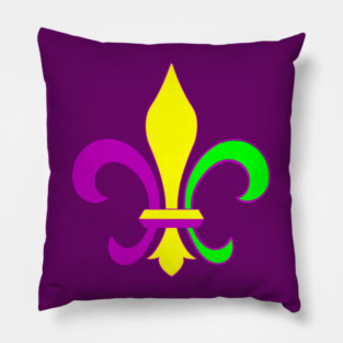 Mardi Gras Fleur-de-Lis – Carnival Parade Symbol, Purple Gold Green Design Pillow